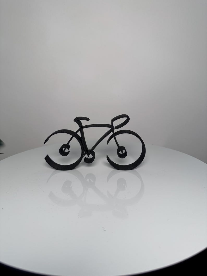 Bicycle Gift in Wire Framed Style, a Dark Bike Silhouette as the