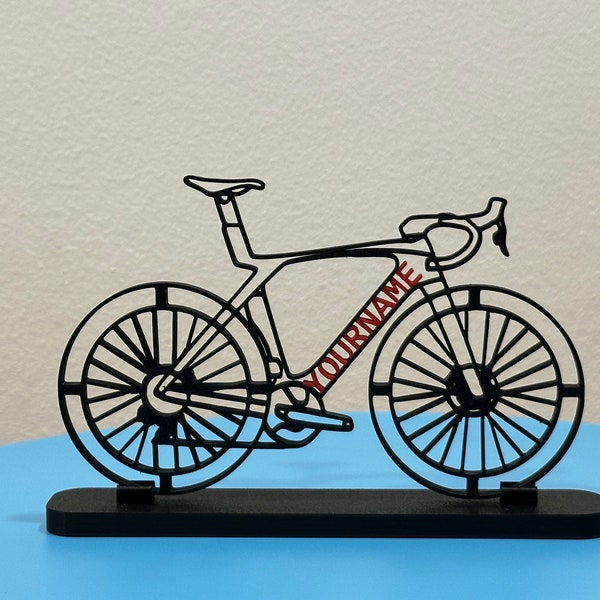 Silhouette de vélo de course personnalisée - Le cadeau idéal pour les passionnés de vélo de course en 3D imprimé en plastique organique