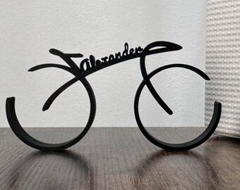 Bicicletta Line Art minimalista e personalizzabile realizzata in plastica organica - ideale come regalo per i ciclisti