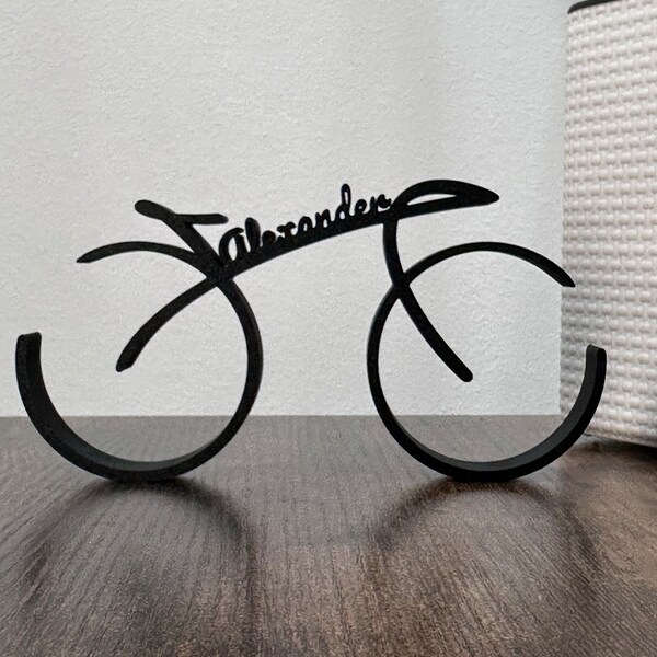 Fahrrad Line Art minimalistisch und personalisierbar aus BIO Kunststoff - ideal als Geschenk für Radfahrer