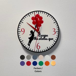 Wall Clock Flying Balloon カリモク BANKSY Banksy Balloon Girl Clocks for Sale | Redbubble