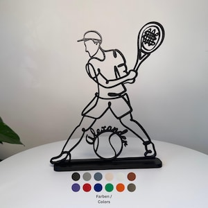 Tennis gift tennis player personalized made of BIO plastic, tennis player with name & colors