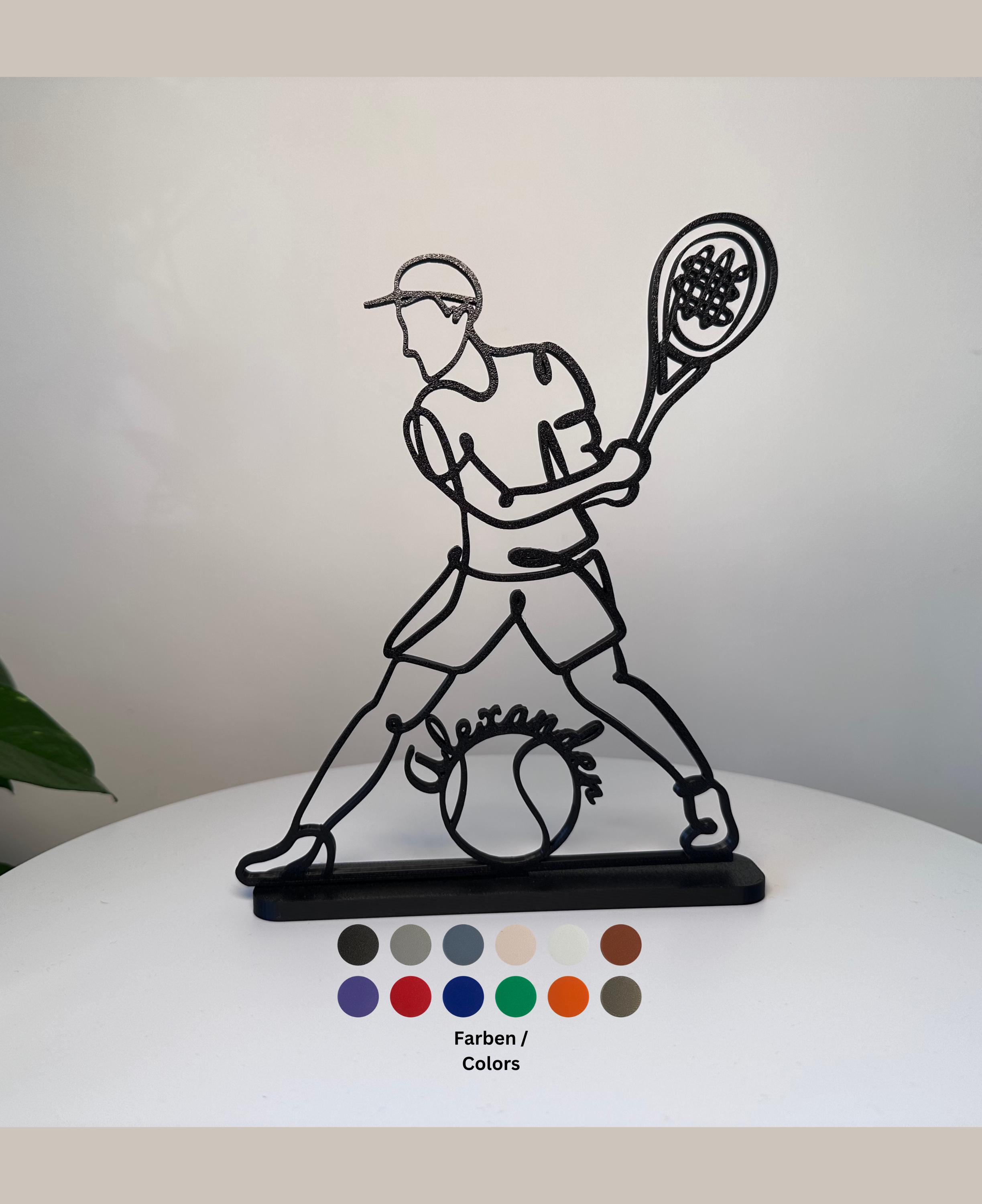 Tennis gift tennis player personalized made of BIO plastic, tennis player with name & colors