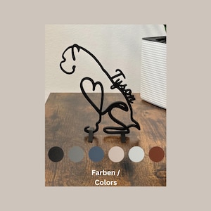 Personalized Boxer dog drawn in line art with name, as 3D sculpture - Modern artwork for boxer owners & great dog lover gift