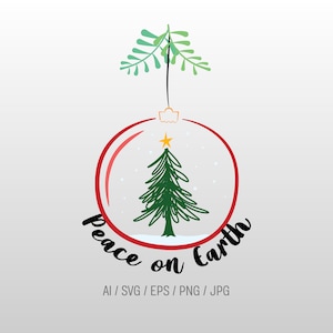 Palla di Natale - Pace sulla Terra - svg, eps, png, jpg, ai - Uso commerciale - DOWNLOAD immediato
