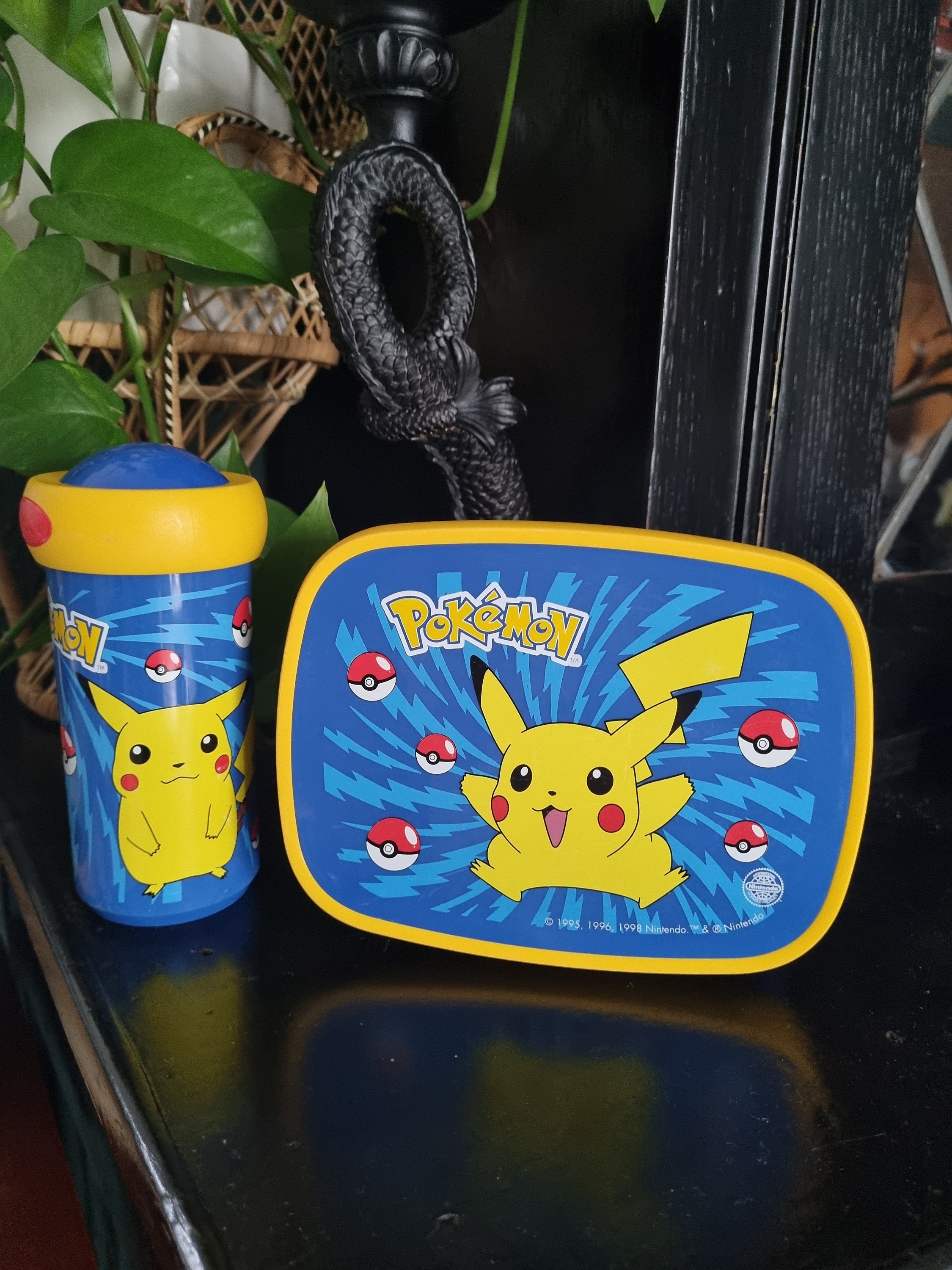 Pokemon Lunch Box Cutlery Set Drawstring bag lunch pics New Pikachu face  kawaii