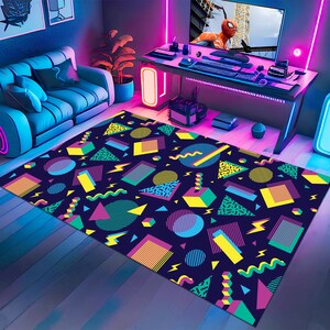 Arcade Rug,Retro Rug,Gamer Rug,Gaming Rug,Game Rug,Geometric Rug,Colorful Rug,Play Room Rug,Custom Rug,E-Sport Rug,Area Rug,Gaming Gifts