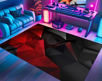 Gamer Rug,Gaming Rug,Game Rug,Geometric Rug,Colorful Rug,Play Room Rug,Neon Decor,Custom Rug,Neon Look Rug,E-Sport Rug,Area Rug,Gaming Gifts