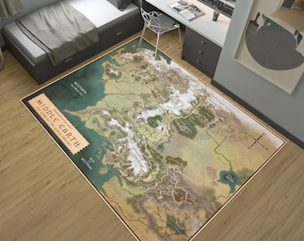 LOTR Map Rug, LOTR Rug, Middle Earth Map Rug, Map Rug, Cool Rugs, Popular Rug, Fantastic Rug, Movie Decor, Area Rugs, Gifts for Her