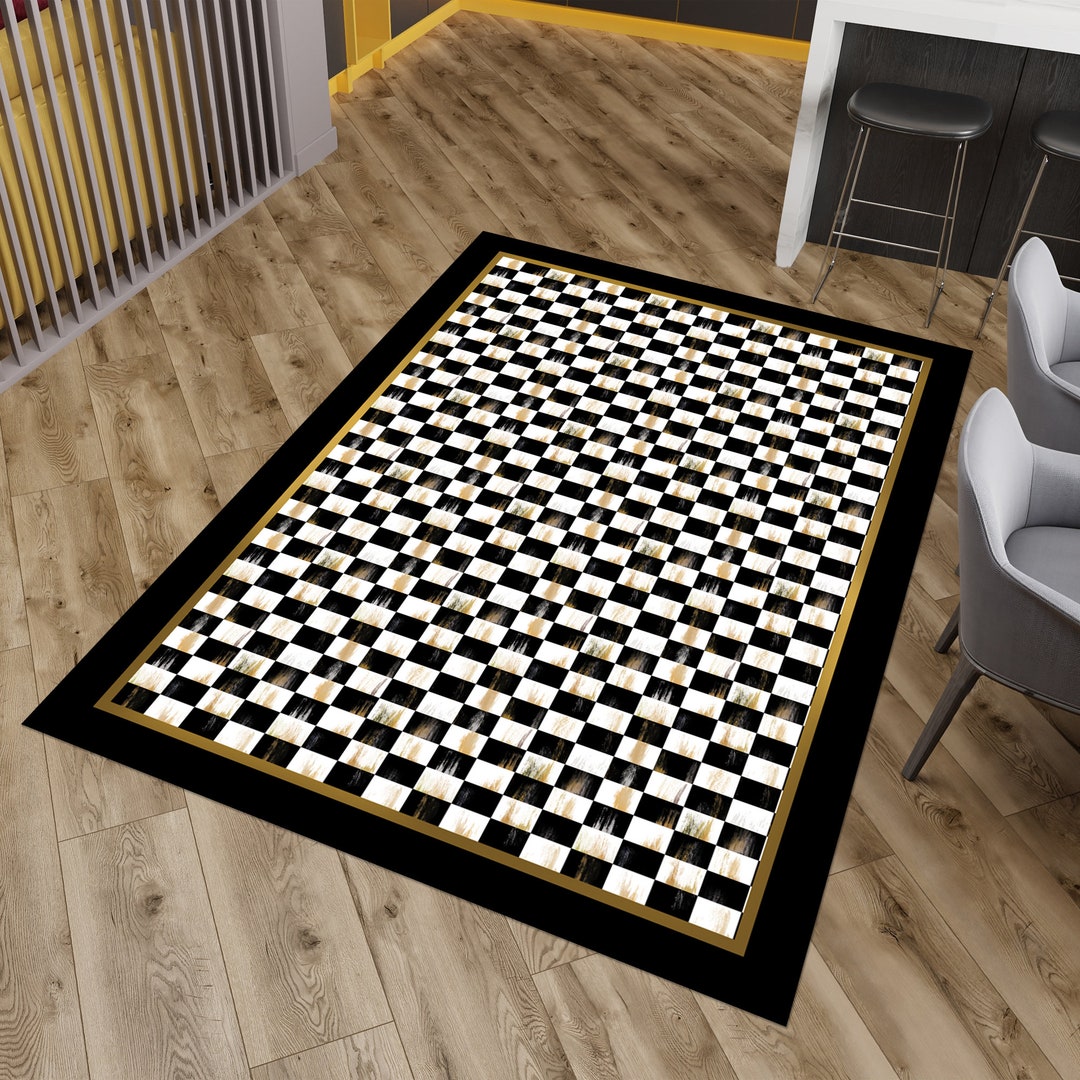 Checkered Pattern Rug, Rugs for Kitchen, Non-slip Rug, Washable Rug ...