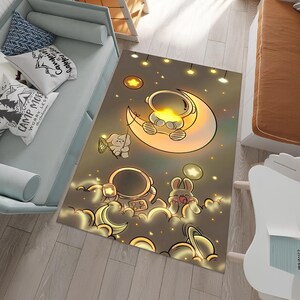 Astronaut Rug,Night Rug,Moon Rug,Cute Rug,Space Decor,Nursery Rug,Boys Room Rug,Custom Rug,Gift for Kids,Personalized Gifts,Area Rug