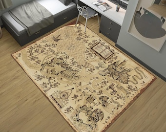 Wizarding World Map,Witchcraft School Rug,Harry Rug,Magic Rug,Map Rug,Wizardry Carpet,Movie Rug,Popular Rug,Movie Decor,Area Rugs,Custom Rug