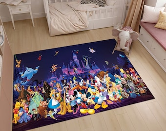 Cartoon Rug,Cute Rug,Colorful Rug,Soft Rug,Mickey Mouse Rug,Princesses Rug,Custom Rug,Nursery Rug,Children's Rug,Nursery Decor,Gift for Kids