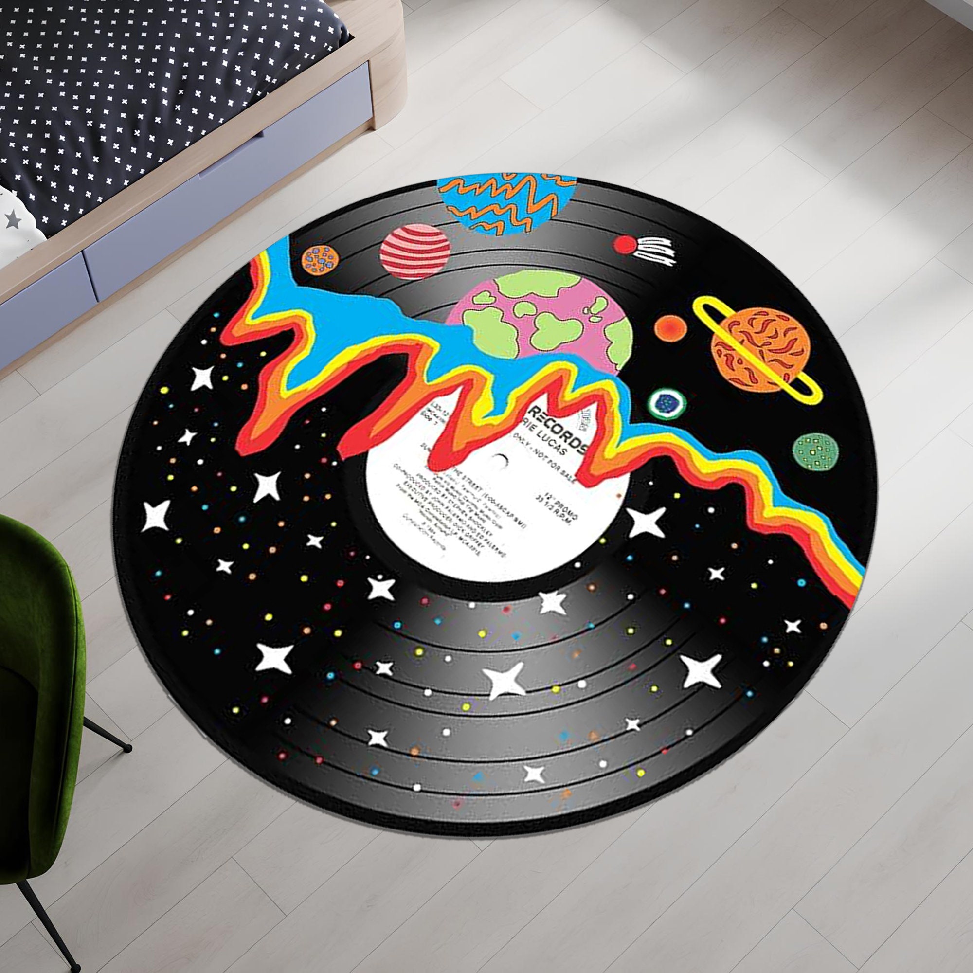 Circle Music Rug Record Rug,colorful Record Rug,planet Rug,round Rug,music Rug,music ...