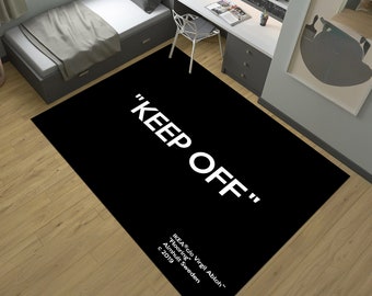 Schwarzer Teppich,Keep Off,Keep Off,Beliebter Teppich, Einzigartiger Teppich,Designer Teppich,Wohnkultur,Ästhetischer Teppich,Teppich für Wohnzimmer,Einweihungsgeschenk