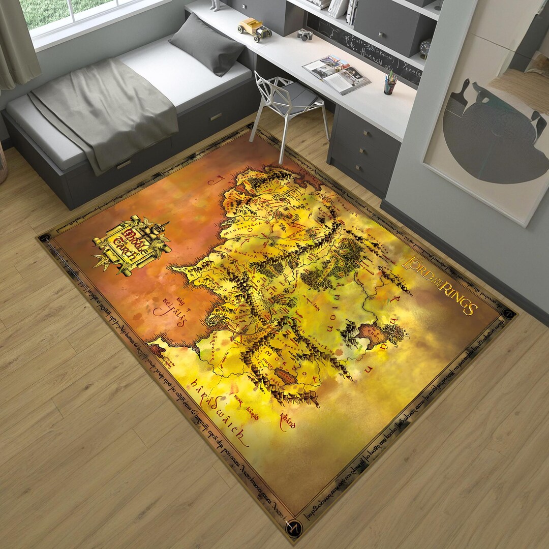 Middle Earth Map Rug, LOTR Rug, LOTR Map Rug, Map Rug, Cool Rugs ...