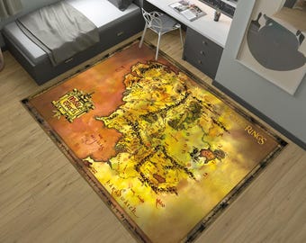 Middle Earth Map Rug, LOTR Rug, LOTR Map Rug, Map Rug, Cool Rugs, Popular Rug, Fantastic Rug, Movie Decor, Area Rugs, Boys Room Rug