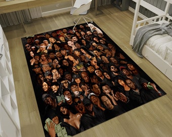 Hiphop Rug,Legends Rug,Rappers Rug,Music Rug,Music Decor,Music Room Rug,Rap Stars Collage Rug,Awesome Rug,Unique Rug,Area Rug,Gifts For Him
