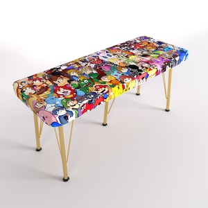 Mixed Cartoon Bench, Street Fashion, Cartoon Bench, Karma Bench, Kids Room Bench, Nursery Bench, Popular Bench, Handmade Pouffe,Hallway Seat
