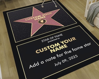 Fame Rug, Hollywood Rug, Walk Of Fame Rug, Personalized Rug, Hollywood Celebrity Star Custom Name Rugs, Gift for woman, Star Rug,Nursery Rug