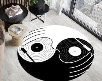 Yin Yang Rug,Classic Record Rug,Round Rug,Music Rug,Music Room Rug,Personalized Rug,Awesome Rug,Unique Rug,Area Rug,Gift for Him