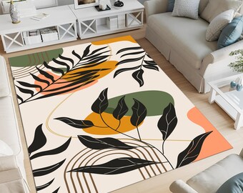Alfombra abstracta, alfombra floral, alfombra colorida, alfombra única, alfombra moderna, decoración bohemia, alfombras de área, alfombras para sala de estar, alfombra de corredor, regalo de inauguración de la casa