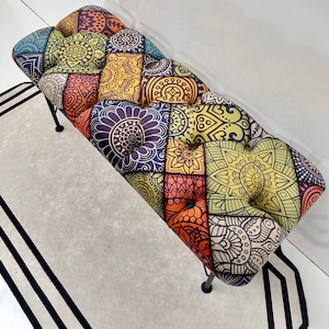 Bench, Metal or wooden bench, Pouf, Footstool Upholstered, Handmade Pouffe, Hallway Seat, Retro bench, Special Patterned Bench,Modern Design
