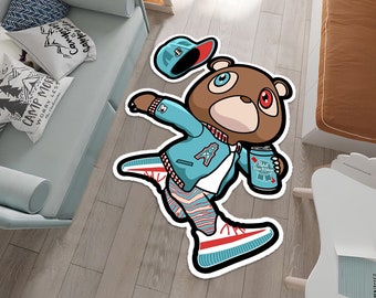 Kanye West,Kanye West Rug,Bear Rug,Musıc Rug,Colorful Rug,Custom Rug,Nursery Rug,Cute Rug,Area Rug,Young Room Rug,Nursery Decor,Gift for Him