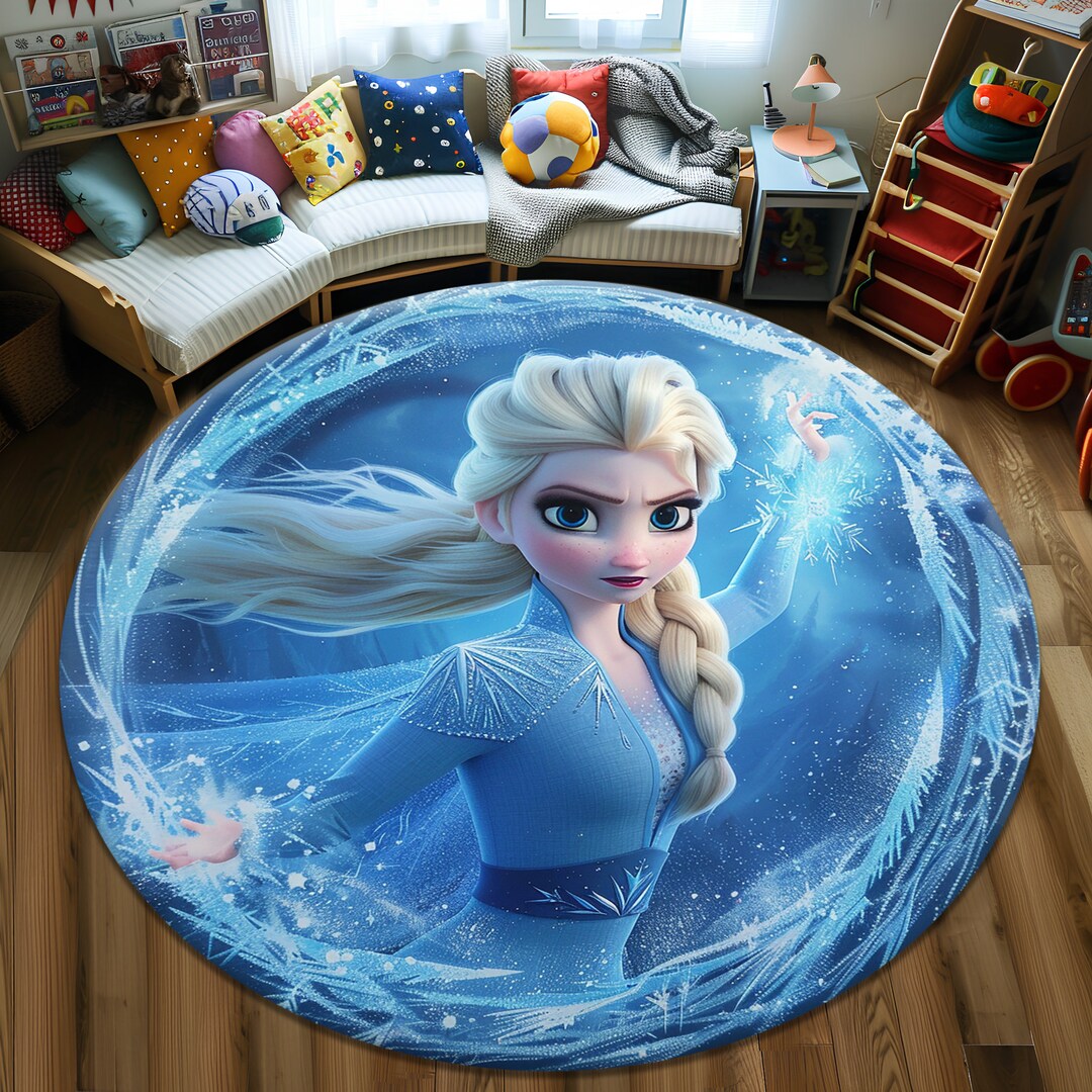 Elsa Round Rug Frozen Rug, Elsa Rug, Anna Rug, Colorful Rug, Children's Room Rug ...