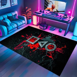 Game Button Rug,Gamer Rug,Gaming Rug,Game Rug,Colorful Rug,Play Room Rug,Game Decor,Custom Rug,Awesome Rug,E-Sport Rug,Area Rug,Gaming Gift