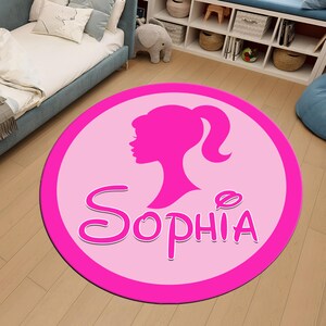 Personalisierter Teppich, Prinzessinnenteppich, Runder Teppich, Niedlicher Teppich, Bunter Teppich, Kinderteppich, Kinderzimmerteppich, Geschenk für ein Mädchen