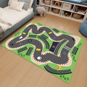 Tapijt racebaan, tapijt racekaart, F1-tapijt, kindertapijt, kleurrijk tapijt, gametapijt, kinderkleed, speelkleed, vloerkleed, kinderkamertapijt, decoratie kinderkamer, cadeau voor kinderen