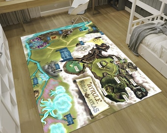 Legend of Zelda, Game Room Decor, Hyrule Map Rug, Online Game, Popular Gaming Mat, Cool Play Room Decor, Gift for Gamer, Arcade Rug,
