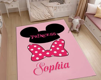 Minnie Mouse Rug, Kids Rug, Pink Girls room rug Colorful Rug, Custom Rug, Nursery Rug, Area Rug, Kids Room Rug, Nursery Decor, Gift For Kids