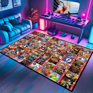 Retro Games Rug,Video Games Rug,Gaming Rug,Colorful Rug,Game Room Rug,Game Decor,Custom Rug,Retro Gaming, Game Rug,Area Rug,Gaming Gifts