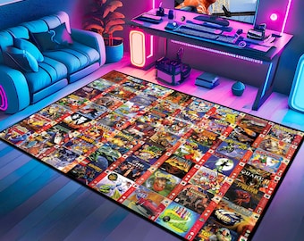 Retro Games Rug,Video Games Rug,Gaming Rug,Colorful Rug,Game Room Rug,Game Decor,Custom Rug,Retro Gaming, Game Rug,Area Rug,Gaming Gifts