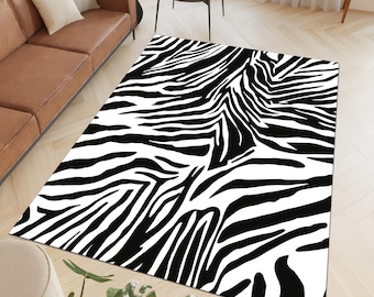 Zebra Pattern Rug,Animal Pattern Rug,Modern Rug,Aesthetic Rug,Black and White Rug,Home Decor,Area Rug,Rugs for Living Room,Housewarming Gift