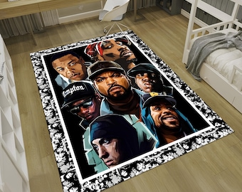 Hiphop Rug,Legends Rug,Rappers Rug,Music Rug,Music Decor,Music Room Rug,Rap Stars Collage Rug,Awesome Rug,Unique Rug,Area Rug,Gifts for Him
