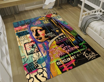 Alfombra Pop Art, Alfombra de Graffiti, Alfombra de Arte Colorido, Alfombra para Mujer, Alfombra Única, Alfombras Geniales, Alfombra Moderna, Alfombra Personalizada, Alfombras de Área, Alfombras para Sala, Regalos para Ella
