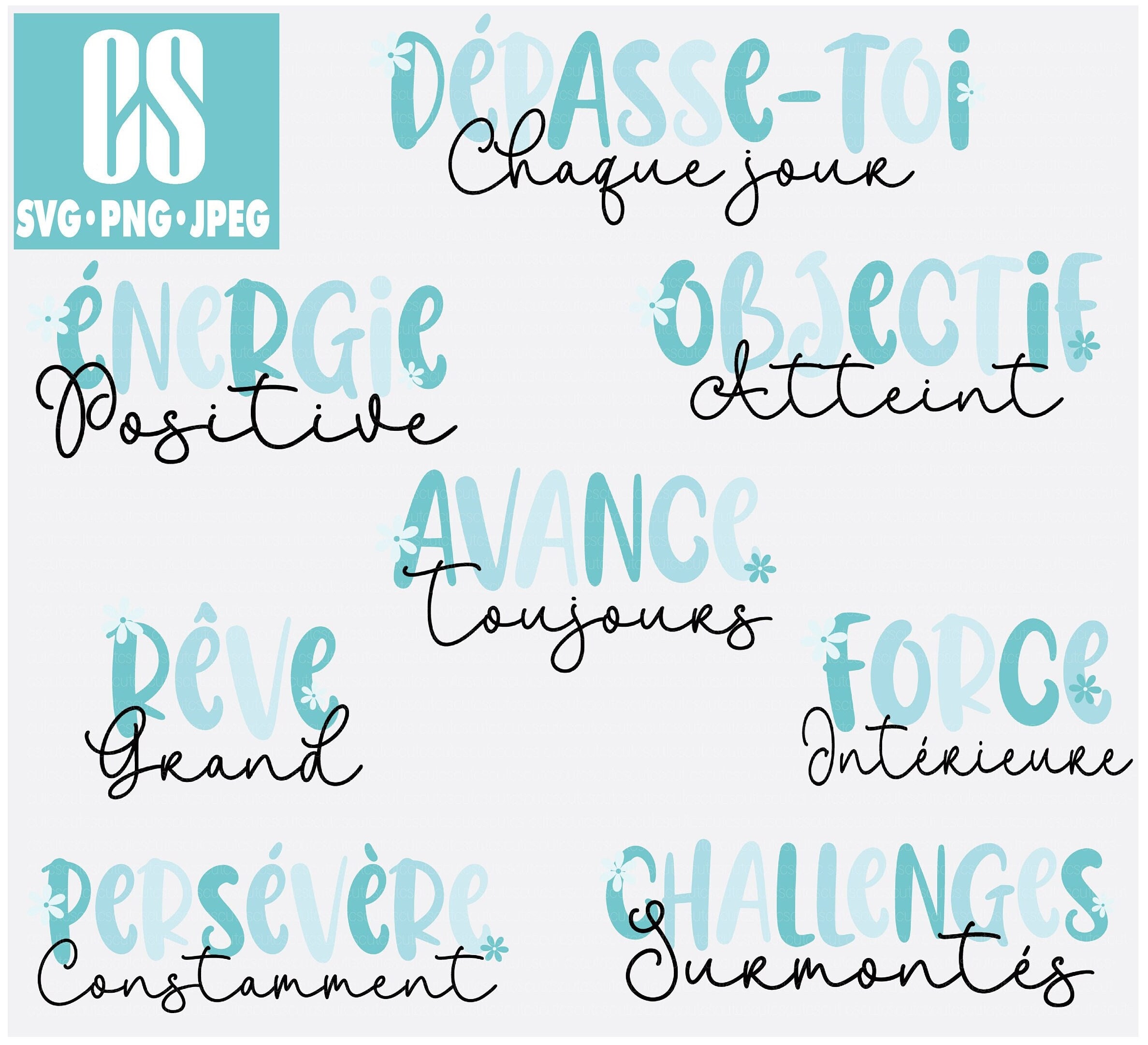 In French - SVG-PNG-JPEG - 8 Positive Files