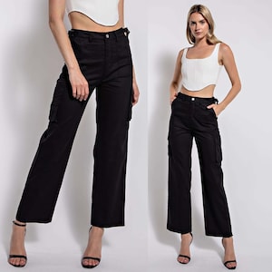 Willow Cotton Black Cargo Pants | Black Pant | Fall Fashion | Trendy Cardo Style | Wide Leg