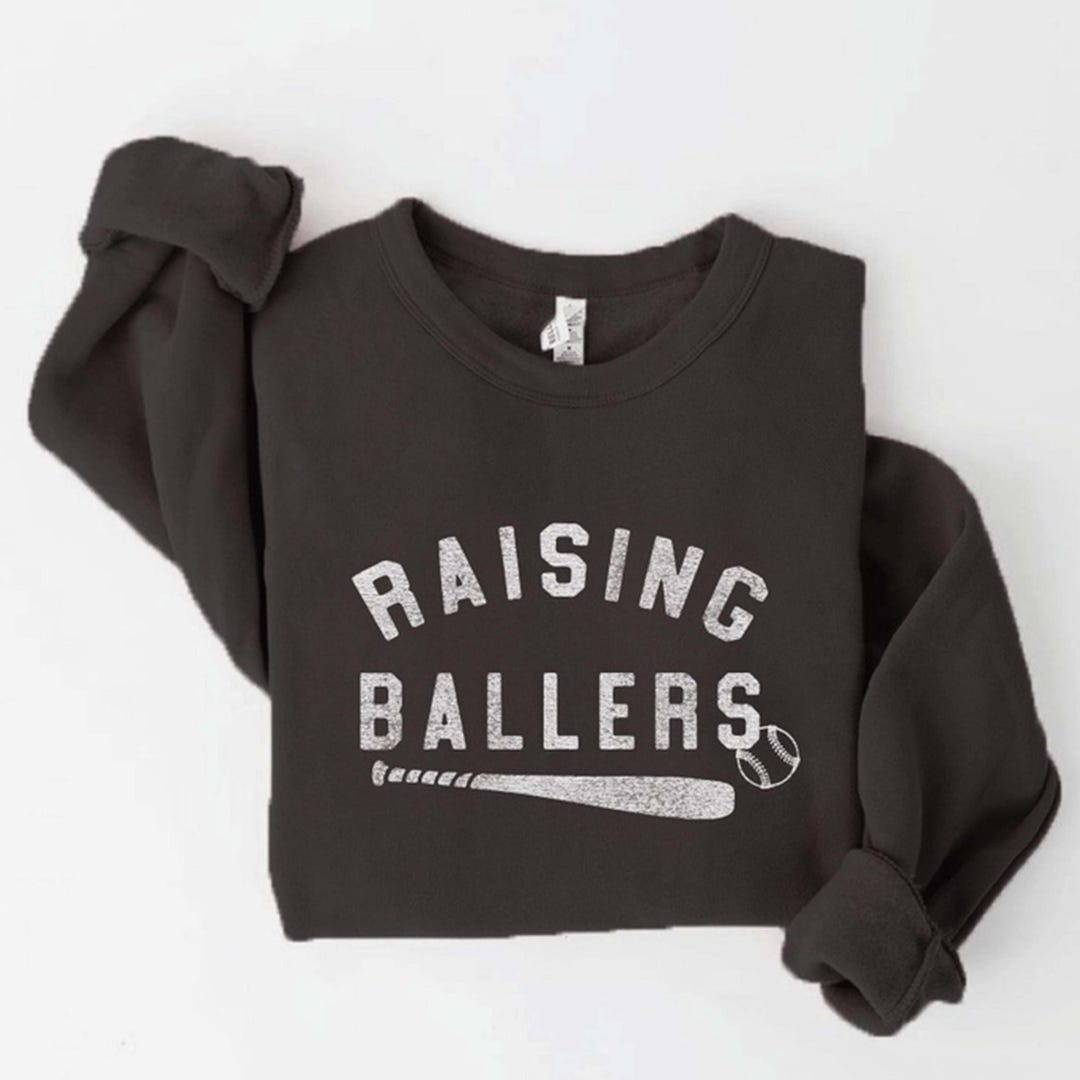 Raising Ballers Oversized Graphic Sweatshirt | Black Crewneck Long ...