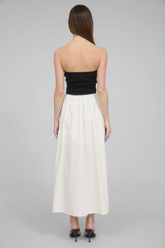 Ella Knit Strapless Top Woven Maxi Dress | Women's Lightweight Cotton | Spring + Summer Fashion