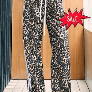Rebecca Cheetah Print Wide Track Pants | Women's Athleisurewear