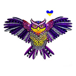 Bird-themed Wooden DIY Puzzle for Kids | Laser Cut Shapes | Fun Wood Jigsaw Puzzle Kit, Owl Wood Jigsaw Animal Puzzle