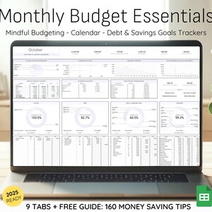 Customizable Monthly Budgeting Template for Google Sheets, Detailed Income and Expense Log, Efficient Sinking Funds and Debt Payoff Tracker
