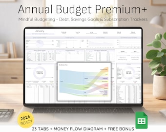 Annual Budget Spreadsheet for Google Sheets, Monthly Budget Spreadsheet Template, Financial Planner, Income Expense Tracker, Debt Snowball
