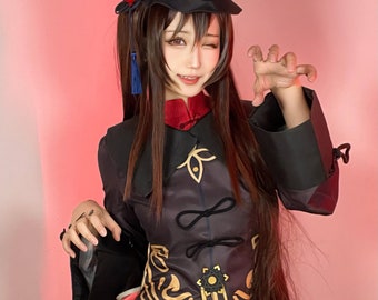 13 Stück Genshin Hu Tao Cosplay Kostüm Uniform Kleid Outfit Full Set