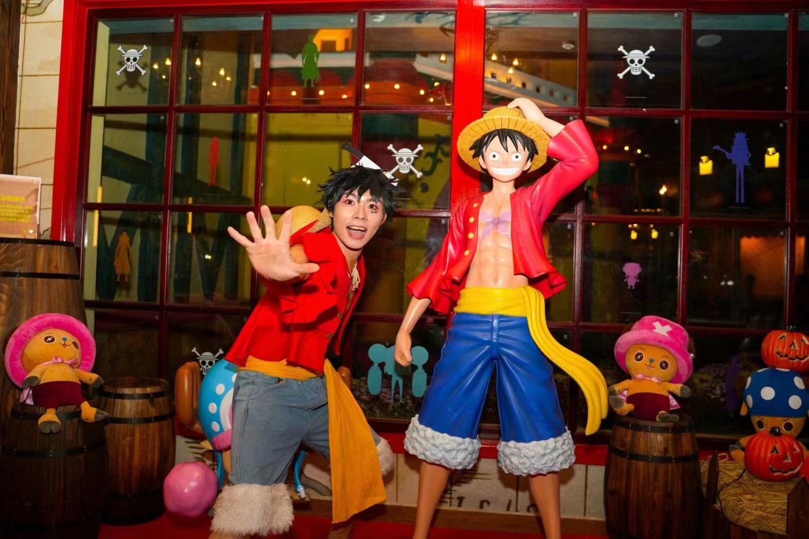 Ladhow Monkey Luffy Costume Costumi One Anime Bambino 4 Piece