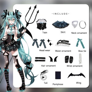 Miku Cosplay Kostüm, ein voller Satz von Waschbär-Thema Body in Zusammenarbeit mit einem kleinen Teufel-Design Set